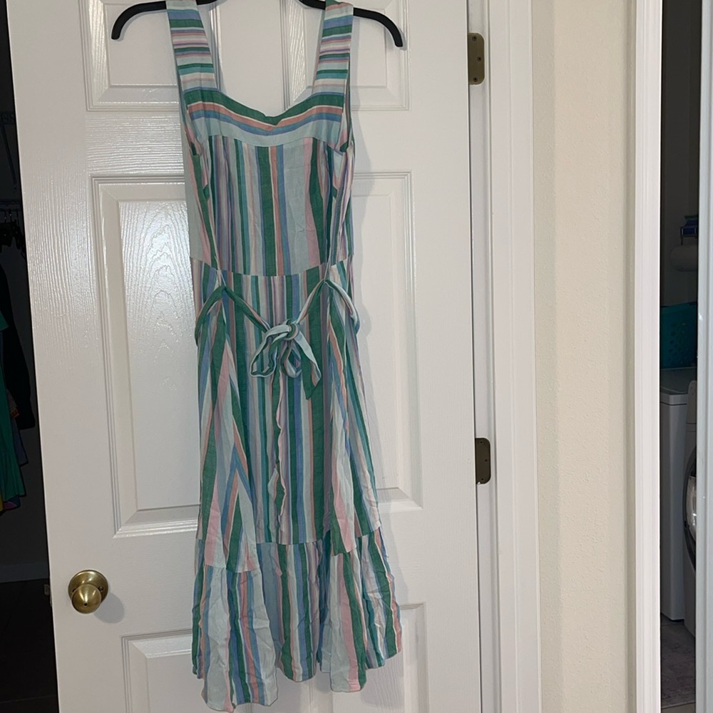 Spring and summer colorful stripped midi dress. Size 14.